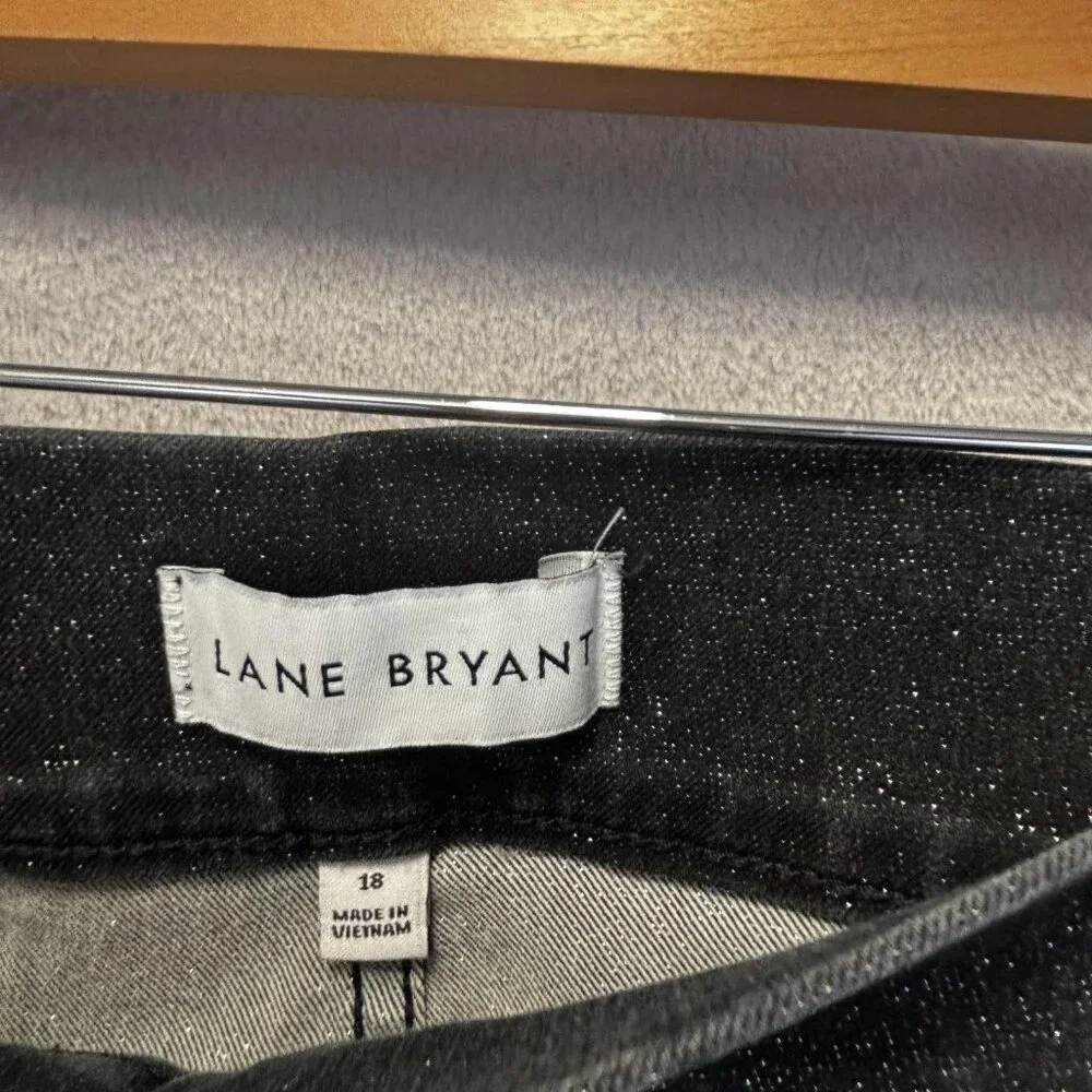 Lane Bryant High Rise Pull On Glitter Jegging‎ Pants Womens 18 Black Signature